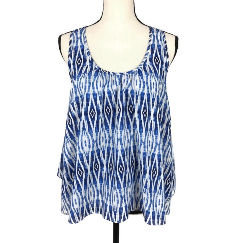 Anthro Meadow Rue Merlin Blue Ikat Layer Tank Top